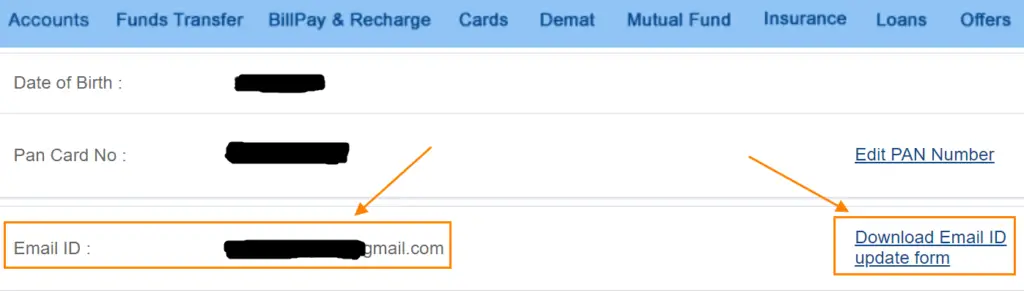 Scroll down a bit and click on the Download Email ID update form in front of the option Email ID