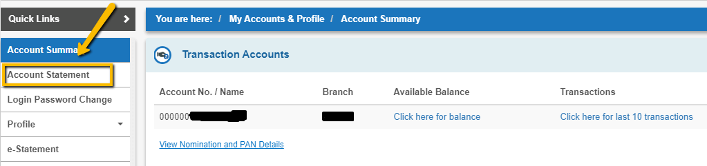 How to get an account statement through internet banking