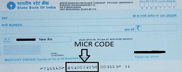 MICR Code in Cheque