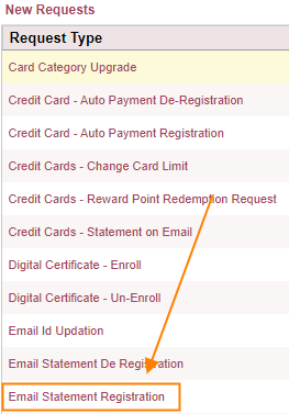 Select Email Statemet Registration
