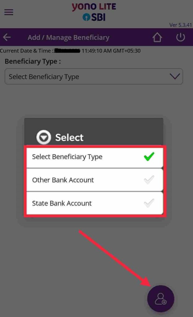 Check beneficiary type from the drop down