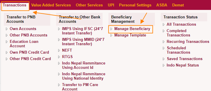 How to Add Beneficiary in PNB through Net Banking