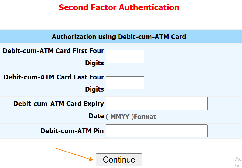 enter ATM card details