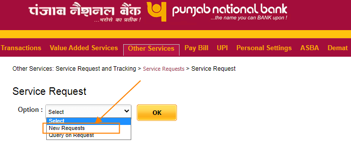 How to request a PNB Cheque Book Online through Internet Banking
