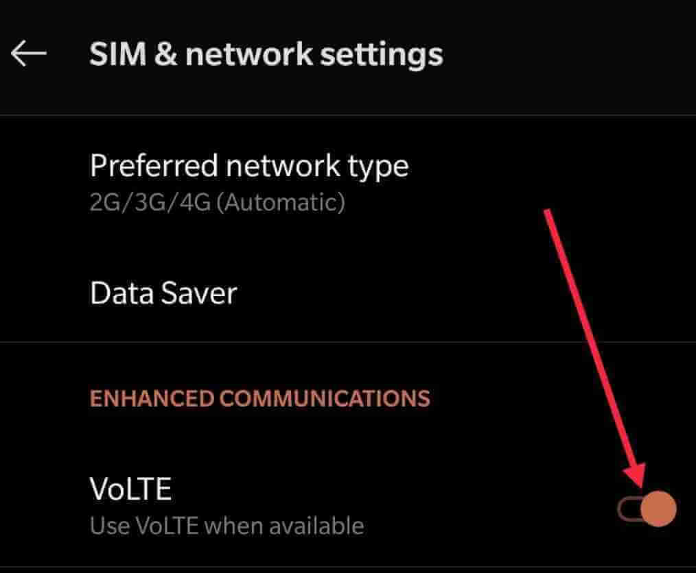 Disable VoLTE service on your phone to fix UPI registration failed issue