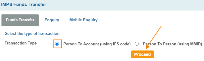 Select Person to Account(using IFSC code)