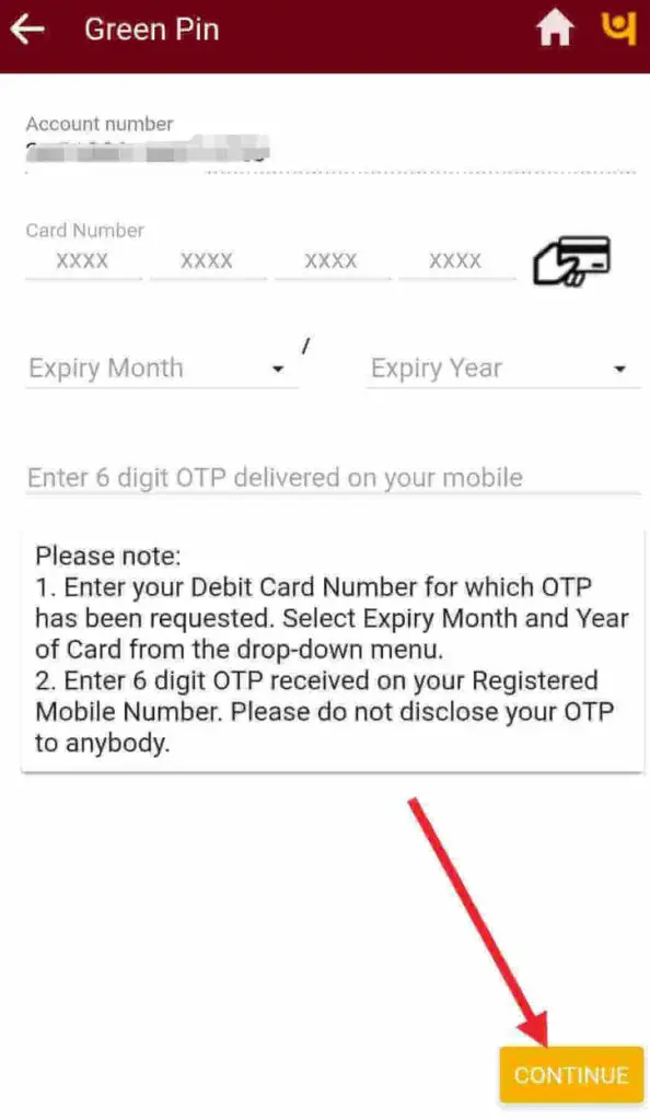 Enter the details of your card