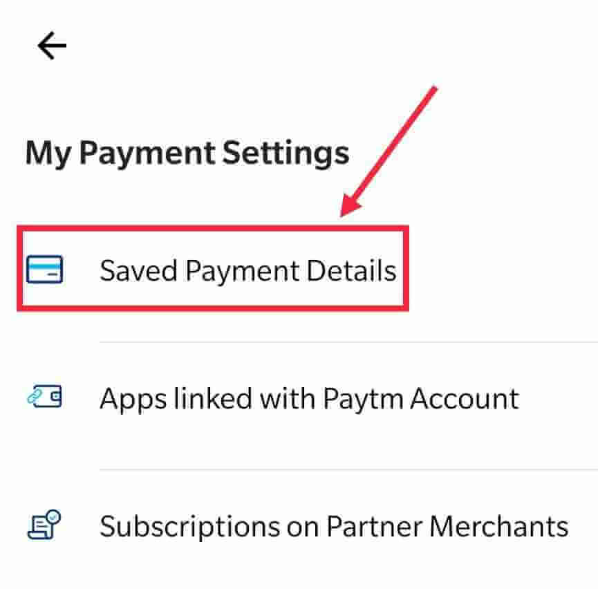 Click on Saved Payment Details