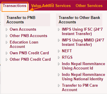 Click on transactions