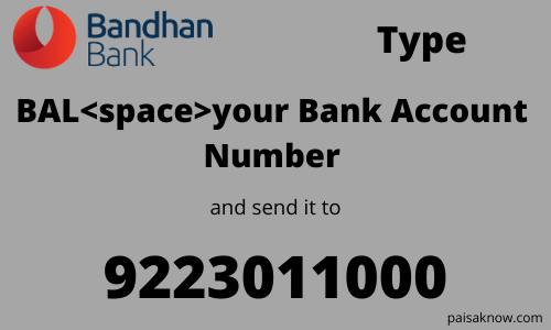 Check Bandhan Bank account Balance through SMS