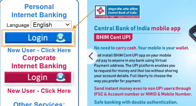 How to Login to the Central bank of India (CBI) online Net Banking Account?