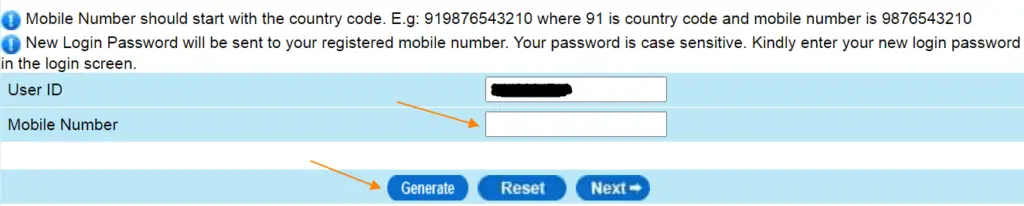 Enter your Mobile number