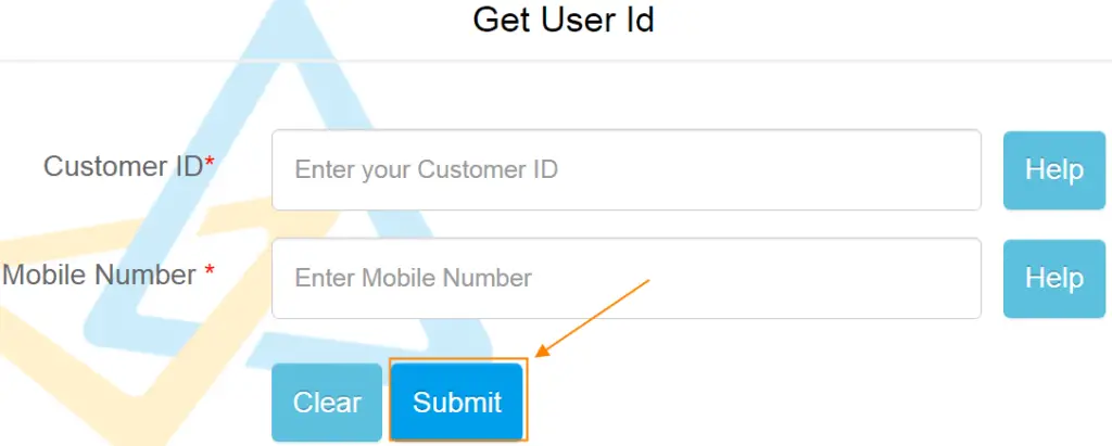 enter your Customer ID, registered mobile number, and click on Submit button.