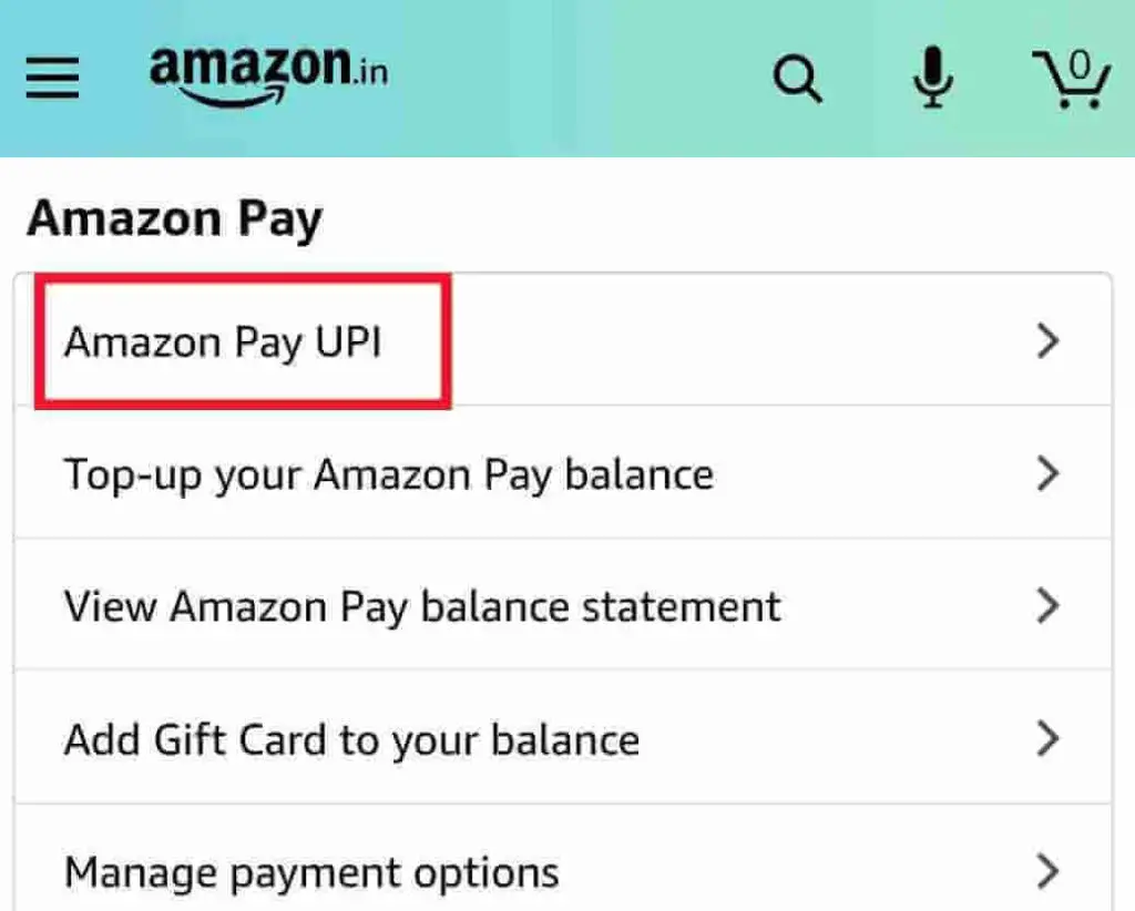 next screen, scroll down a bit and Click on Amazon Pay UPI