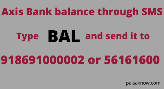 Axis Bank Balance Check through SMS
