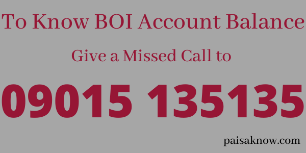 Bank of India Balance Check Missed Call Number