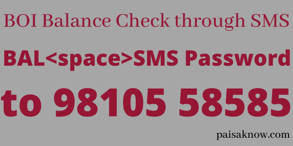 BOI Balance Check through SMS