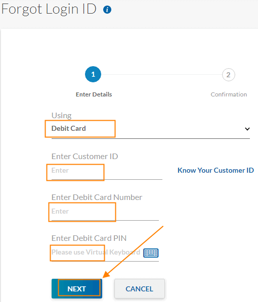 select the option from the drop-down to get Login ID