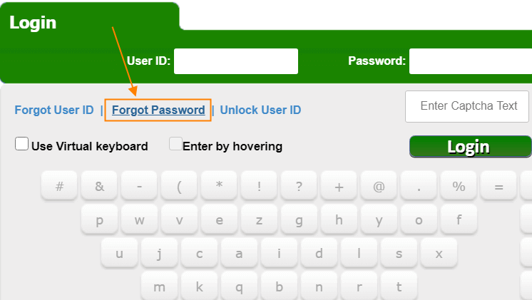 On the next page tap on the link Forgot Password.