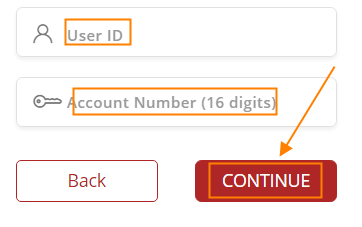 Enter your User ID , SIB Account Number and click on the Continue button.