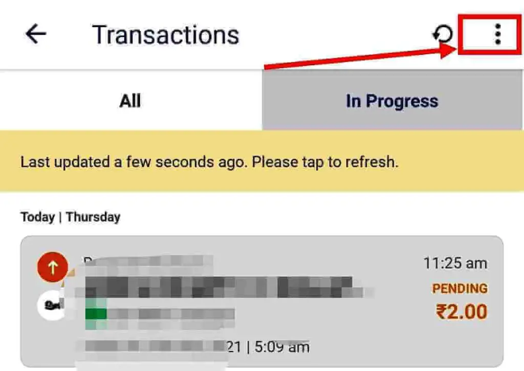 click on the 3 dots on the top Right hand side and select Download Transactions.