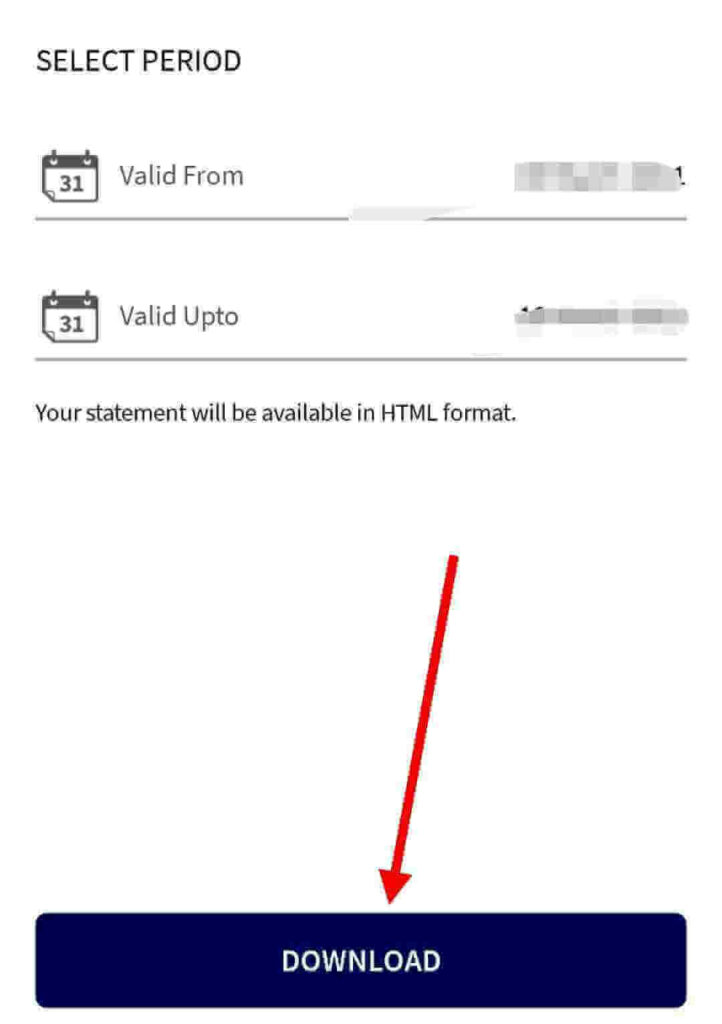 Filter your transaction period you want statement and click on Download button.