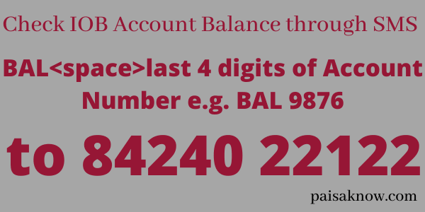 Indian Overseas Bank Balance Check through SMS