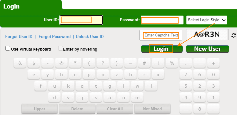 Now Enter your User ID , Password, Captcha and hit the Login  Button.