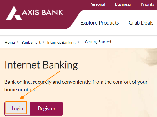 Axis Bank Net Banking Login Steps
