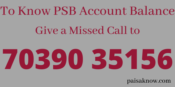 Punjab and Sind Bank Balance Check Missed Call Number