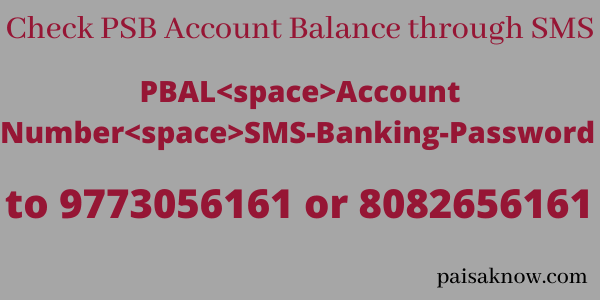 Punjab and Sind Bank Balance Check through SMS