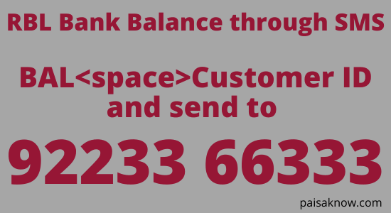 RBL Bank Balance Check through SMS