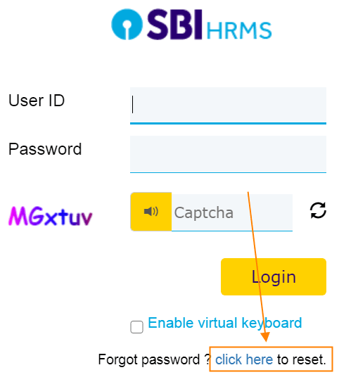 On the next page Forgot Password ? Click here to Reset