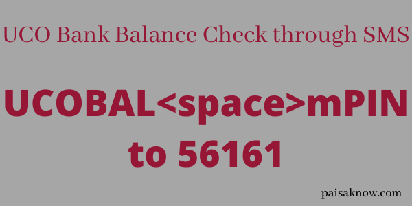 UCO Bank Balance Check through SMS