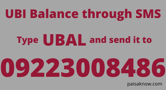 Union Bank of India Balance Check through SMS