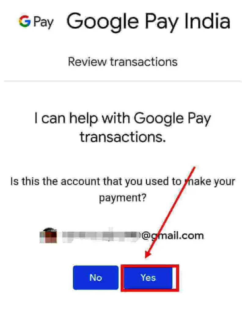 Confirm your google account that is used to make payment by clicking on the Yes button.