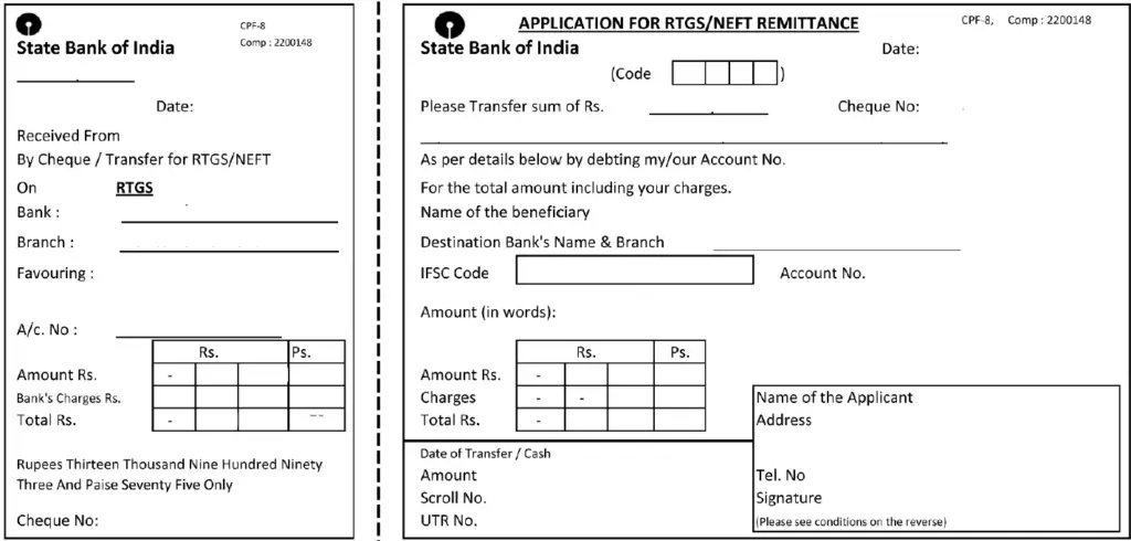 How to Fill State Bank of India(SBI) RTGS/NEFT Form