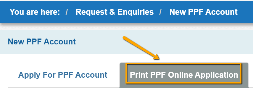 Click on Print PPF Online Application