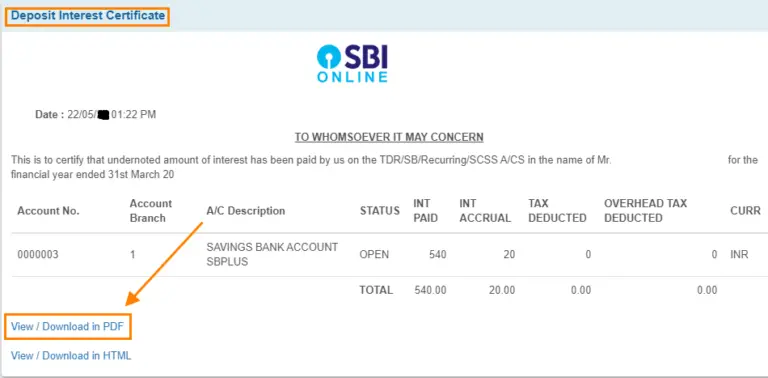How To Get Interest Certificate From Sbi Online Paisa Know 7155
