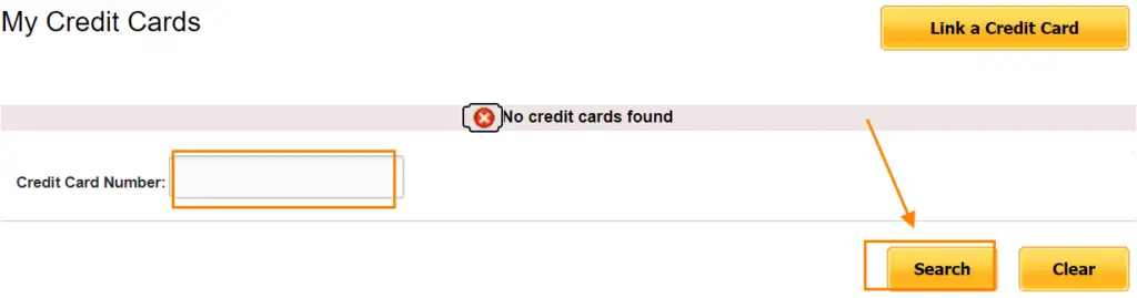 Enter Credit Card Number and Click on Search button