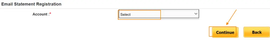 Choose your account from the dropdown and click on the Continue button