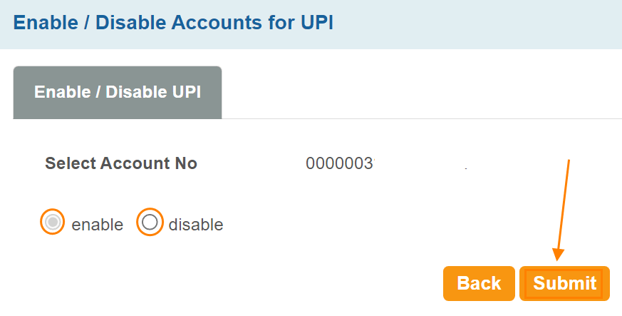 check the selected account number once and click on the Submit button
