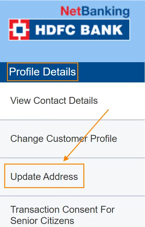 Now click on the Update Address option under profile details.