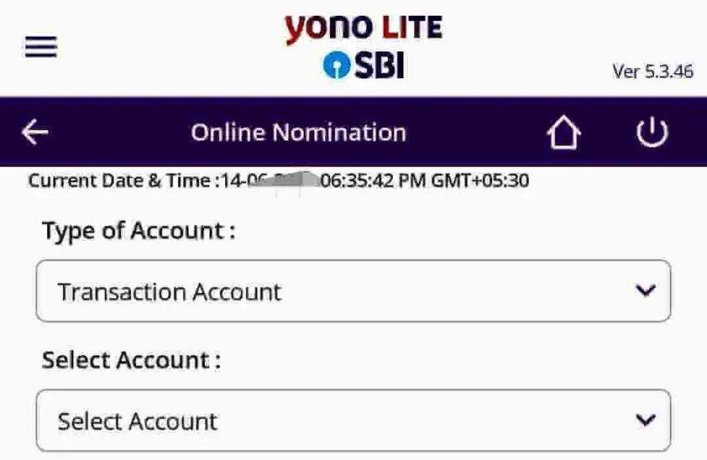 select Type of Account