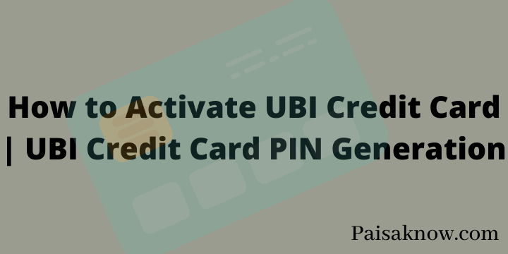 How to Activate UBI Credit Card UBI Credit Card PIN Generation